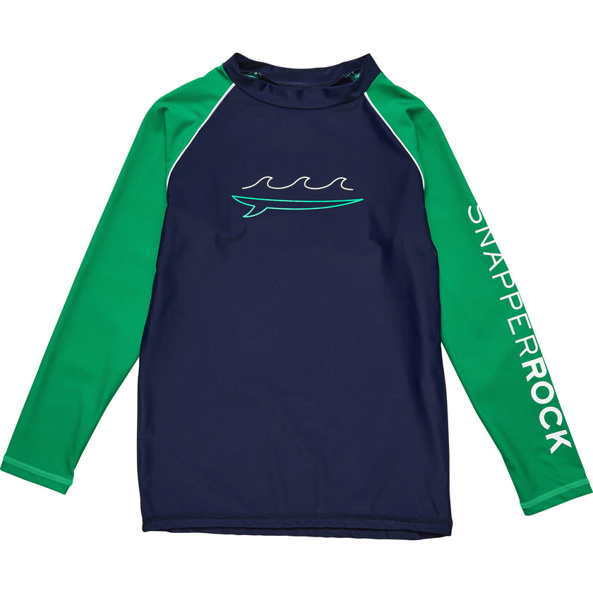 Navy Wave LS Rash Top, Navy