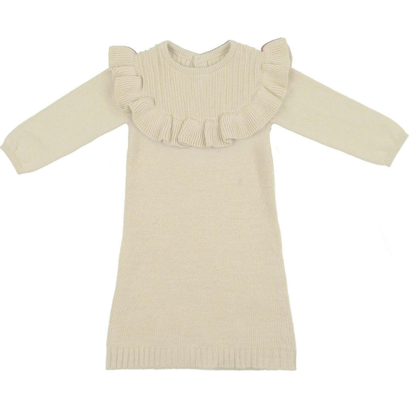 Yoke Collar Ruffle Knit Dress
