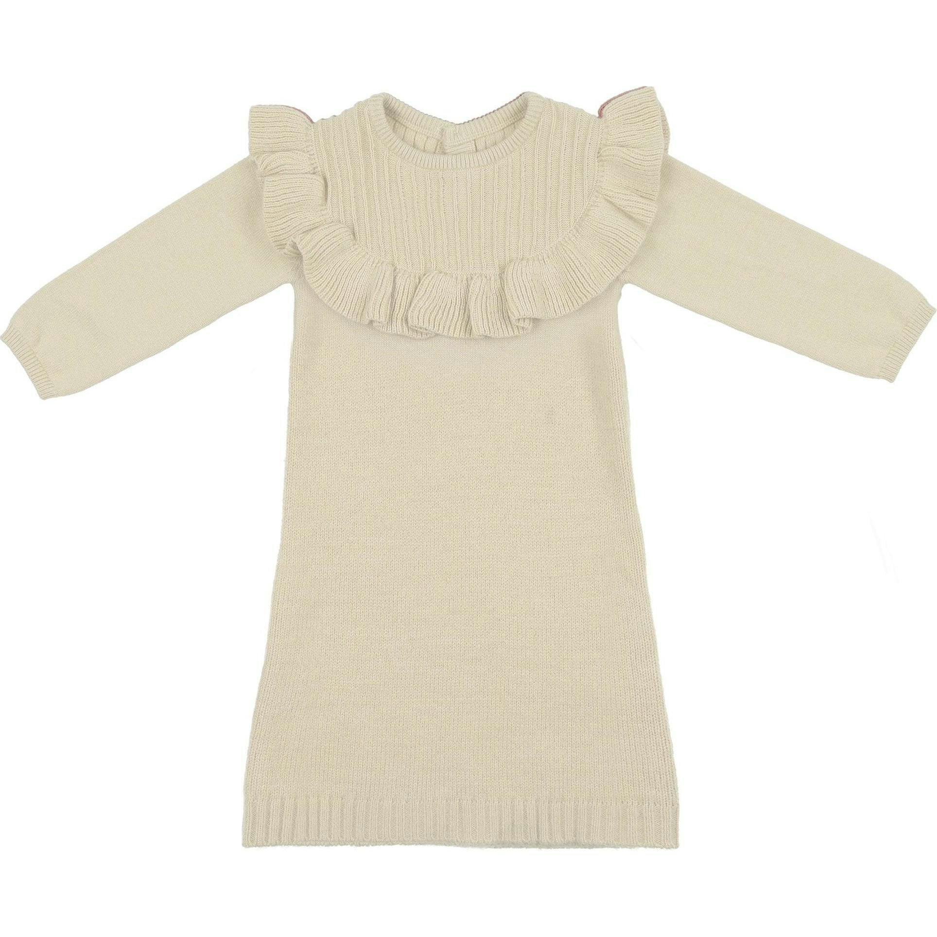 Yoke Collar Ruffle Knit Dress