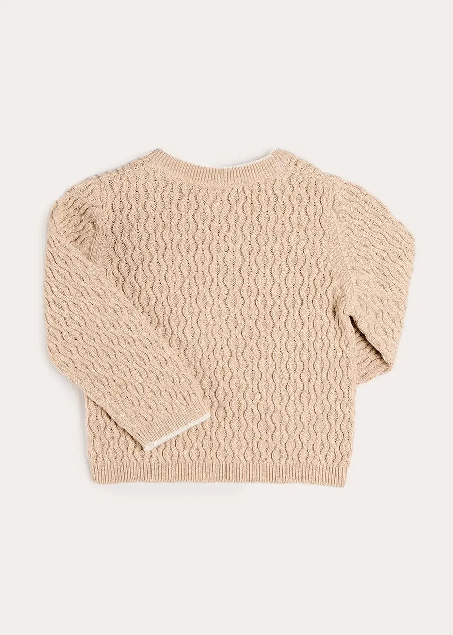 Wave Knit Jumper in Beige (3-10yrs)