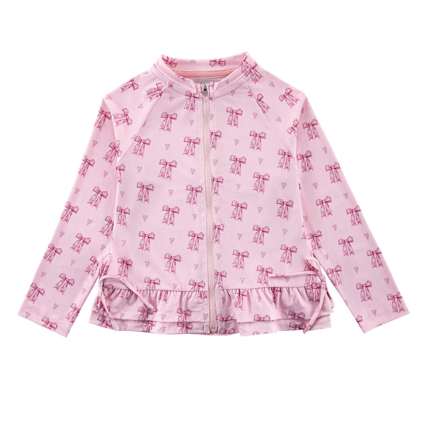 Raya UPF 50+ Ruffled Zip Up Sun Protection Jacket, Lovely Bow