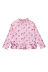 Raya UPF 50+ Ruffled Zip Up Sun Protection Jacket, Lovely Bow