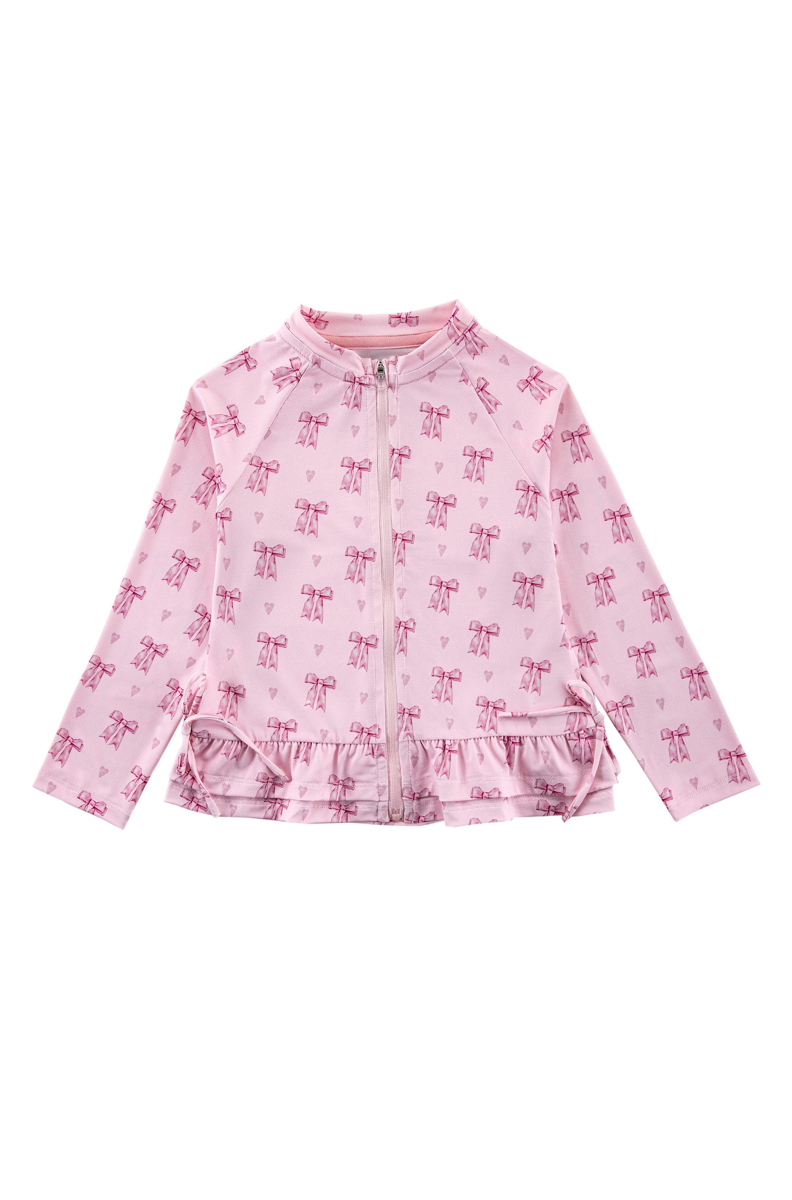 Raya UPF 50+ Ruffled Zip Up Sun Protection Jacket, Lovely Bow