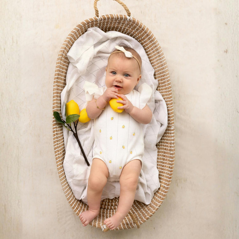 Girls Lemon Knit Romper