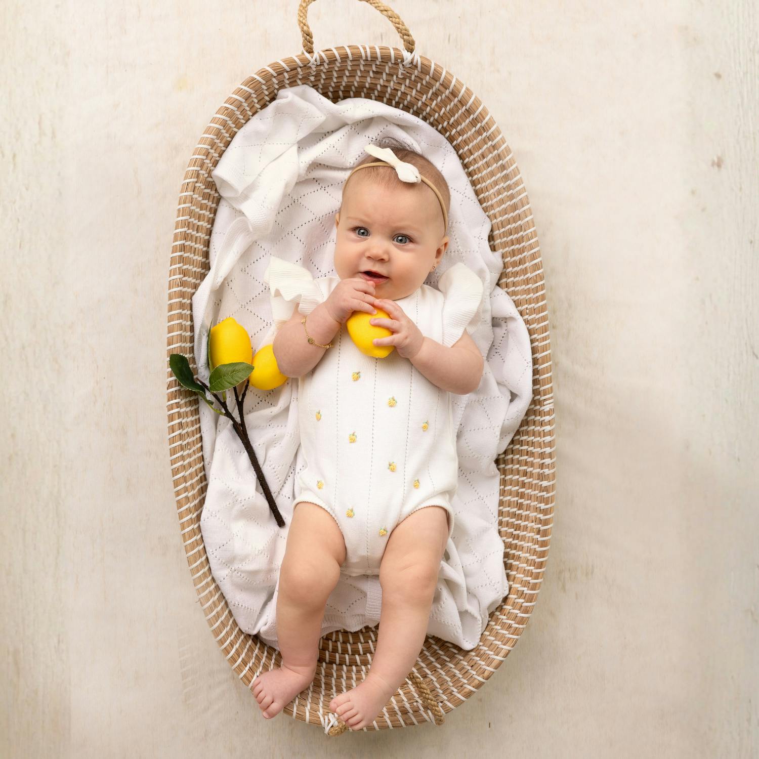 Girls Lemon Knit Romper