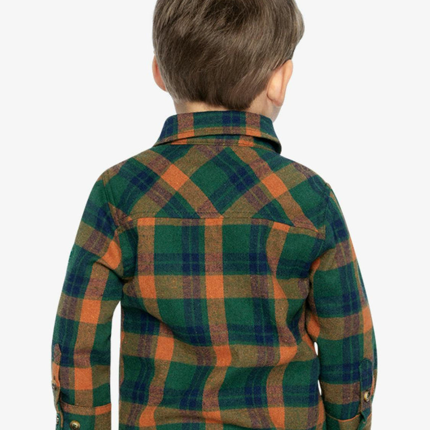 Plaid Shirt Orange, Blue and Green