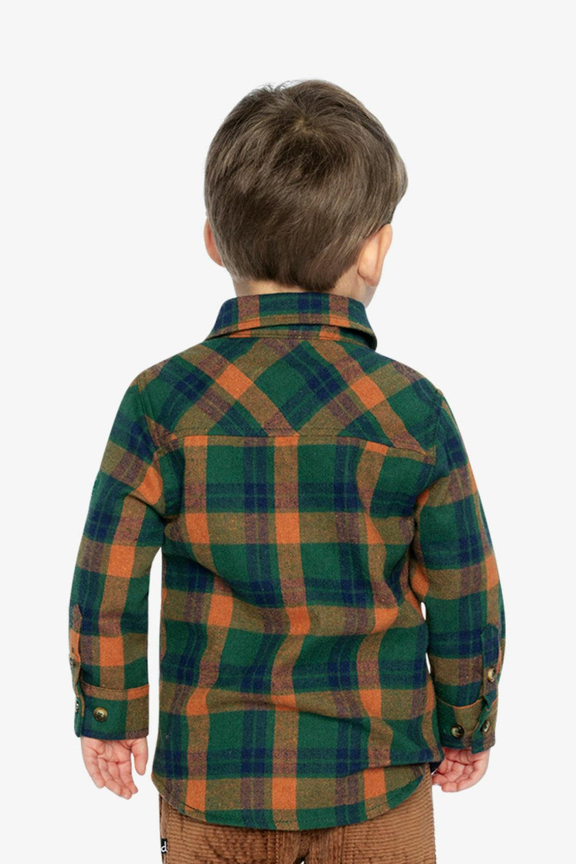 Plaid Shirt Orange, Blue and Green