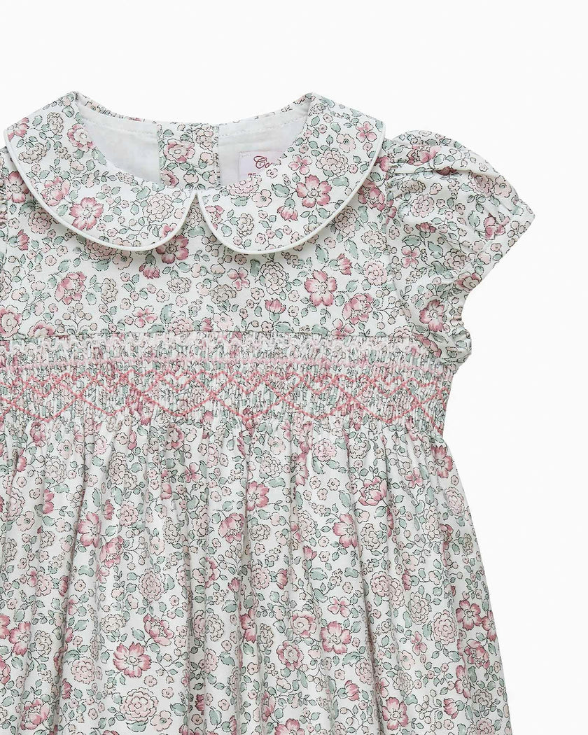 Baby Arabella Floral Smocked Dress in Pink