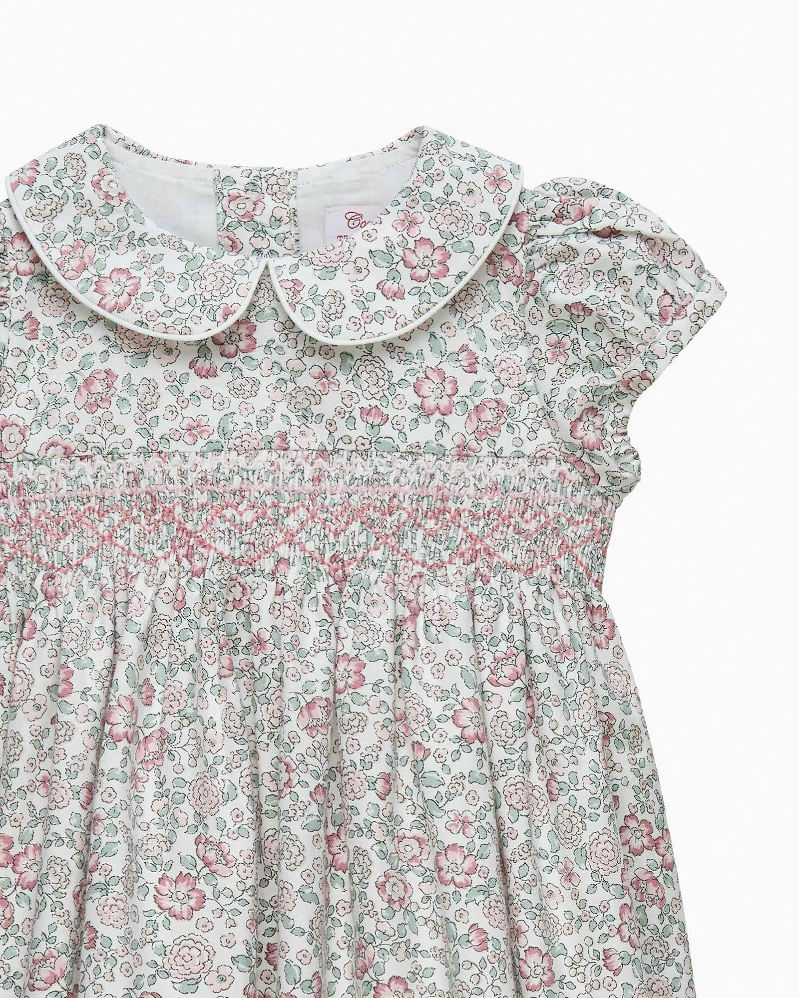 Baby Arabella Floral Smocked Dress in Pink