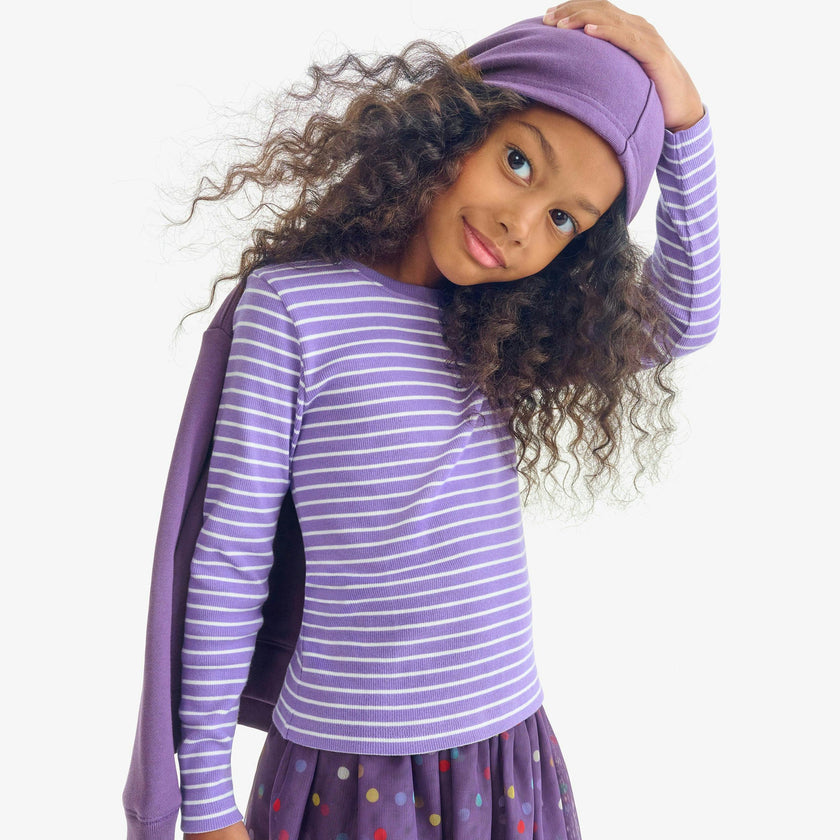 Kids long sleeve rib tee in stripe