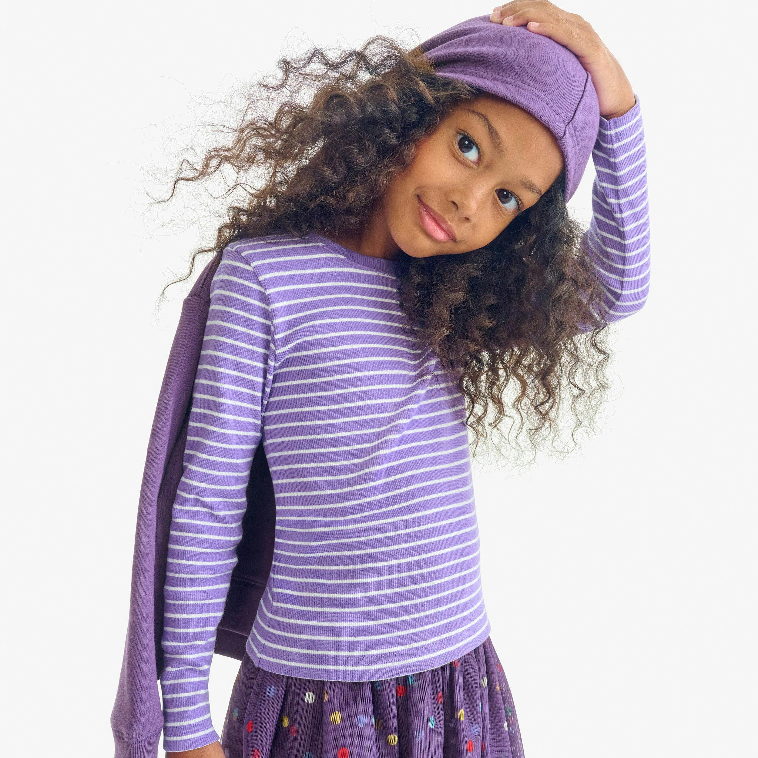 Kids long sleeve rib tee in stripe
