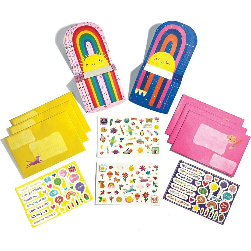Tiny Tadas! Note Cards and Sticker Set - Hello Rainbows - 6 Cards Envelopes