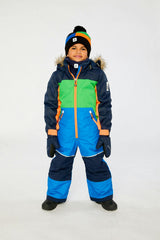 Kids One Piece Discover Snowsuit Blue Green and Orange