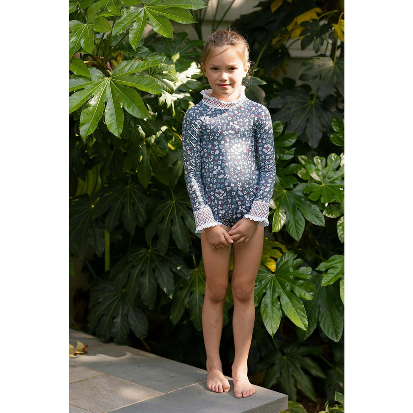 Austen Smocked Suit in Blue Darby