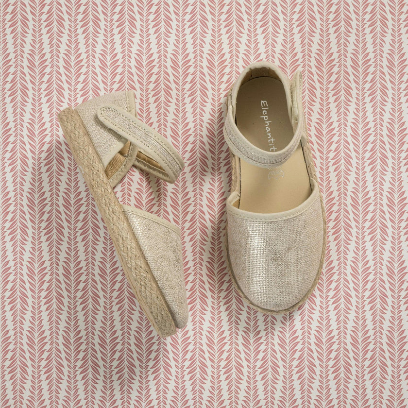 Linen Classic Espadrille | Metallic White