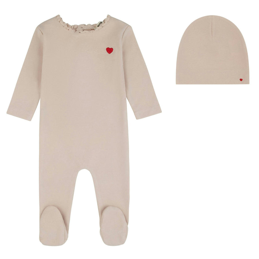 Bebe Heart Footie And Beanie