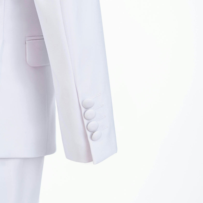 White Peak Lapel Trim Wool Suit