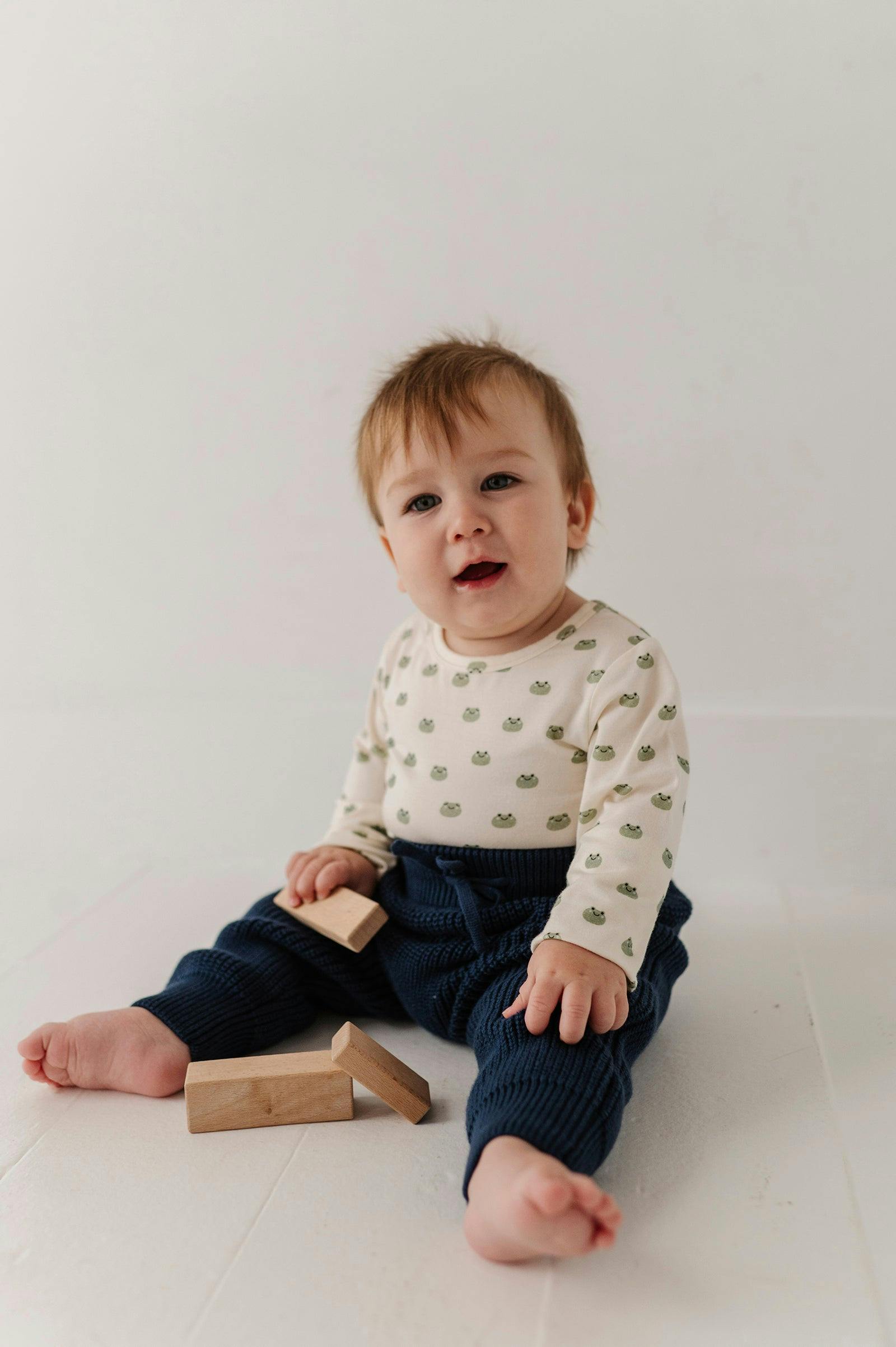 Baby Boy Knit Pants in Navy