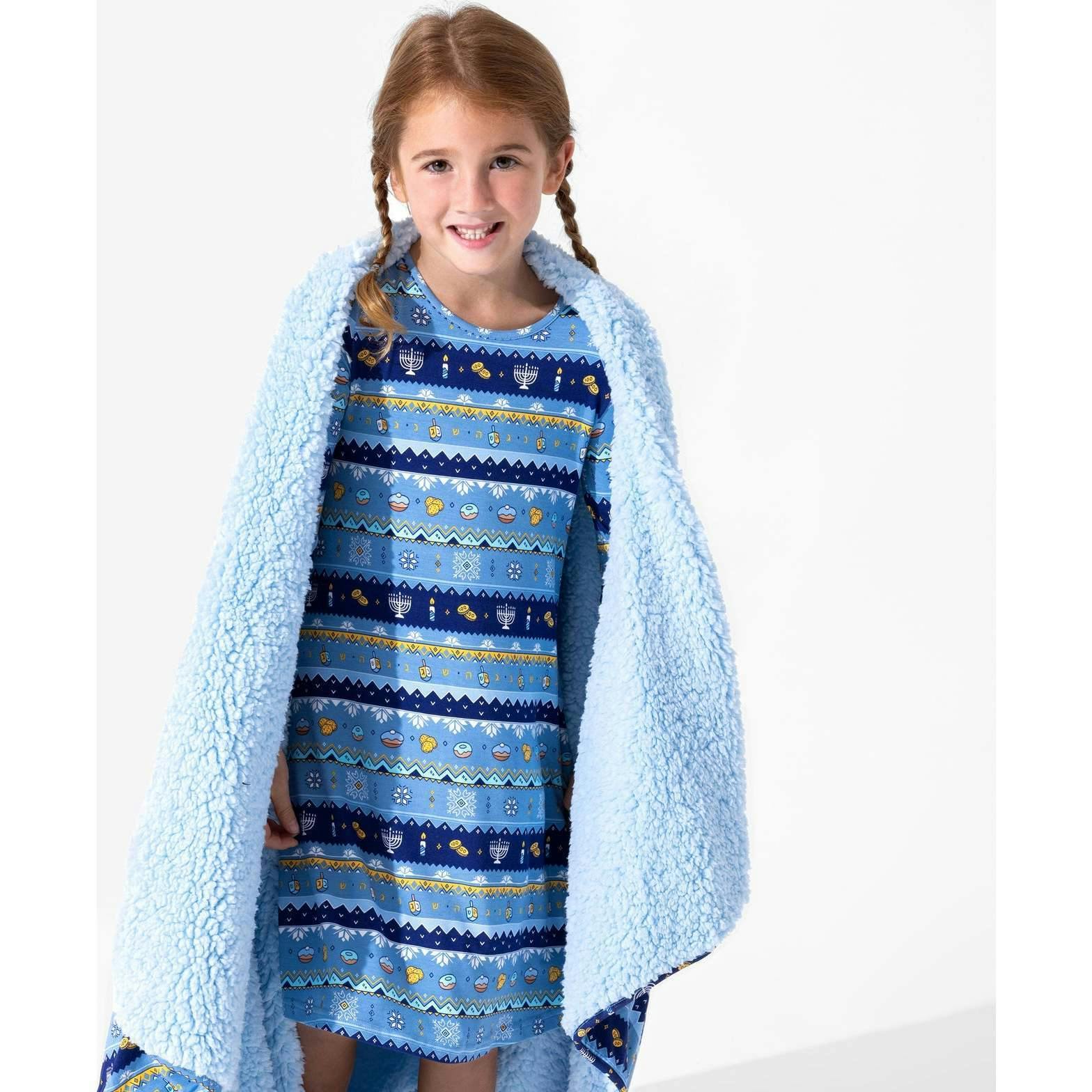 Hanukkah Fair Isle Bamboo Girls' Long Sleeve Dress