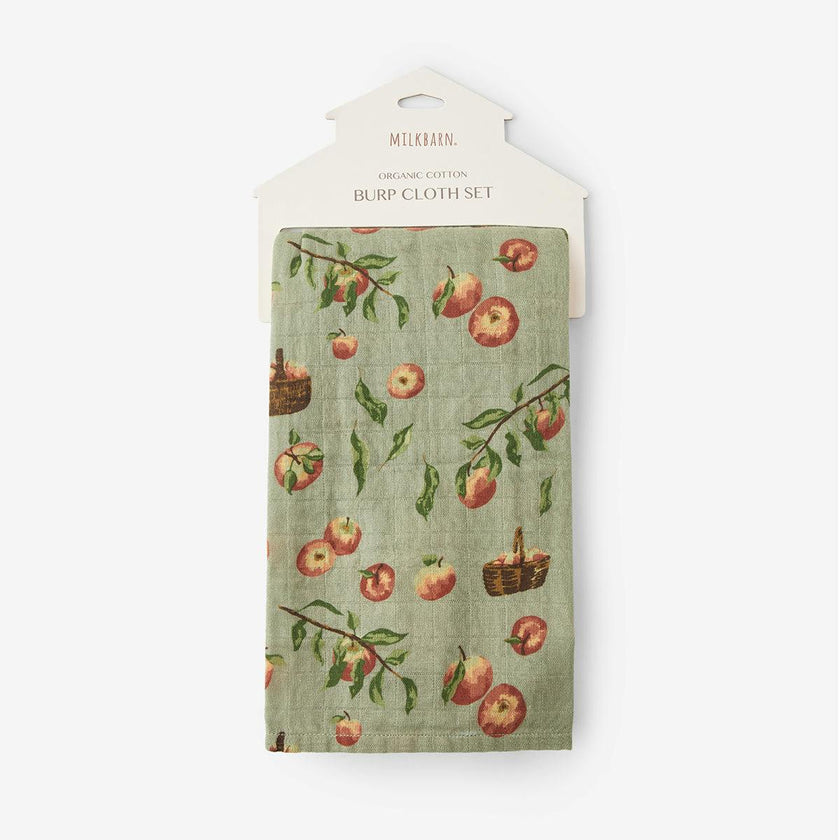 Apple Orchard Organic Cotton Two-Piece Burp Cloth Set