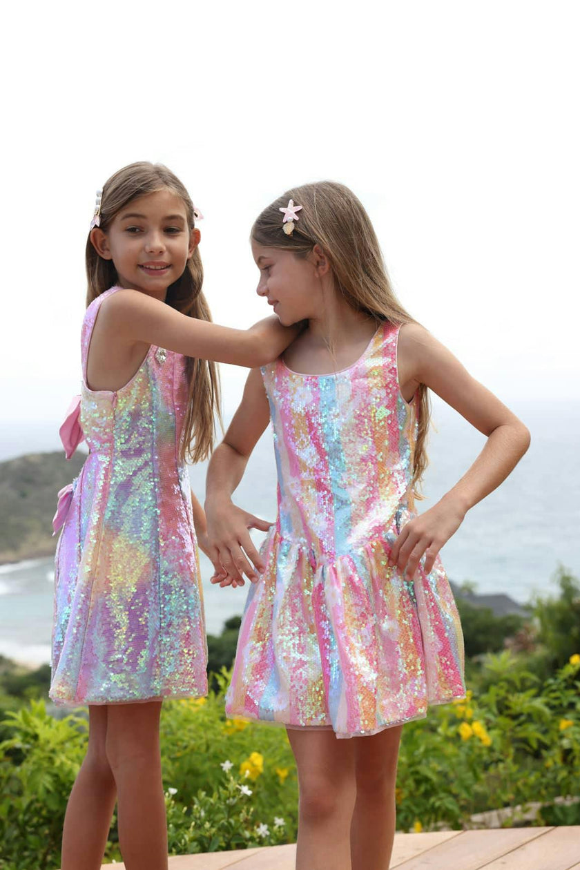 Ombre Sequin Bows Dress