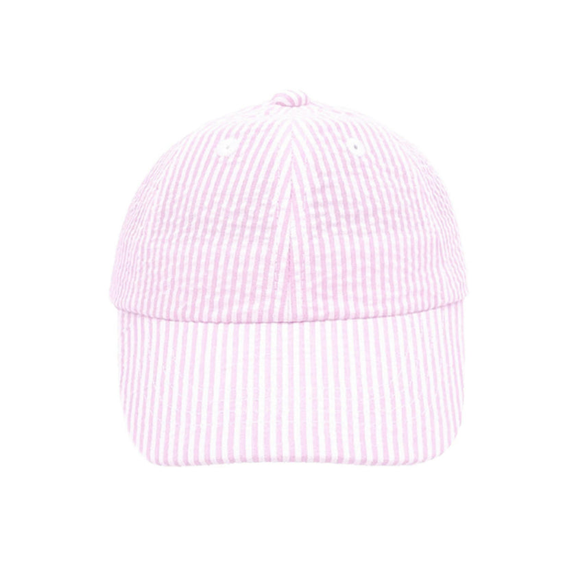 Customizable Bow Baseball Hat in Pink Seersucker (Baby/Toddler, Youth)