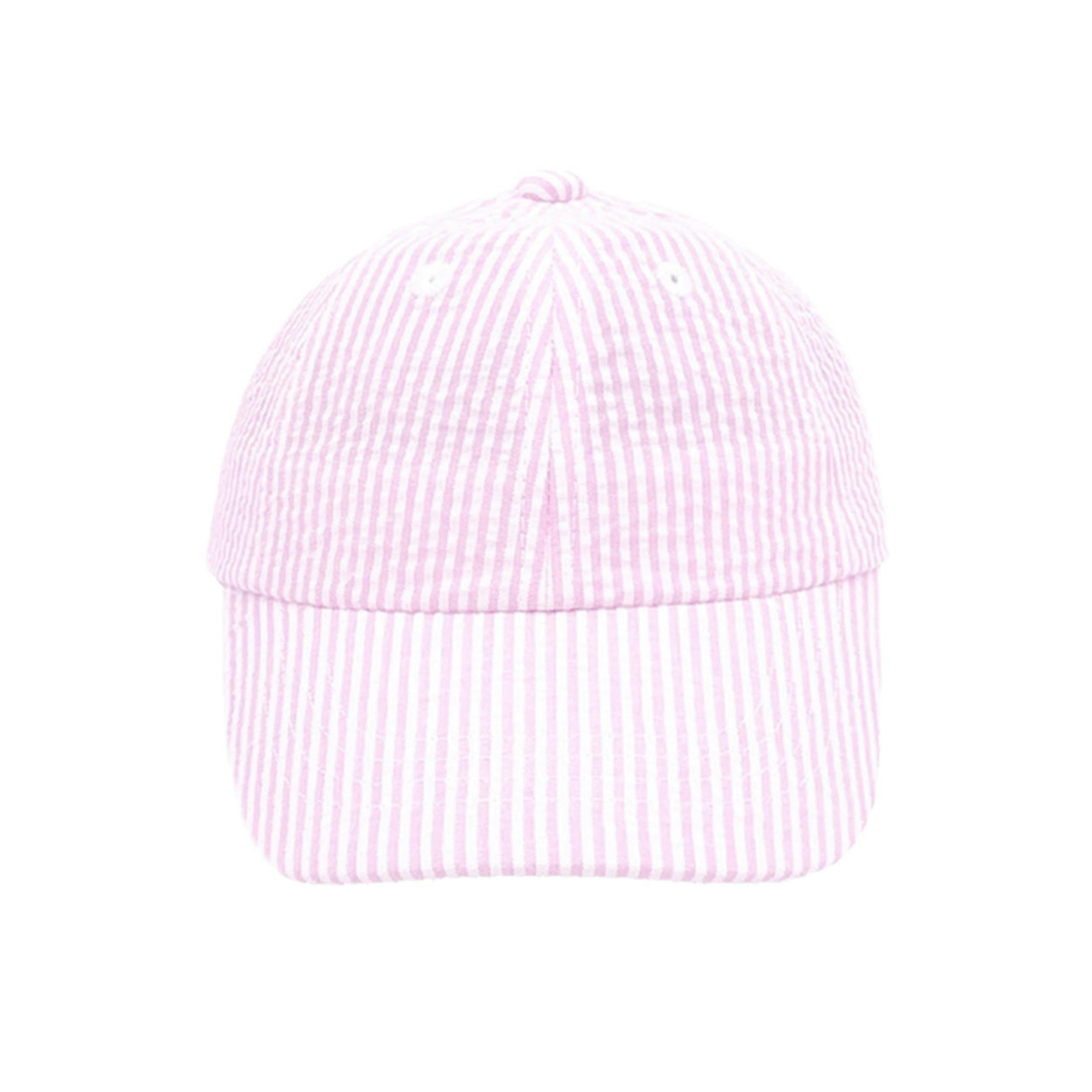 Customizable Bow Baseball Hat in Pink Seersucker (Baby/Toddler, Youth)
