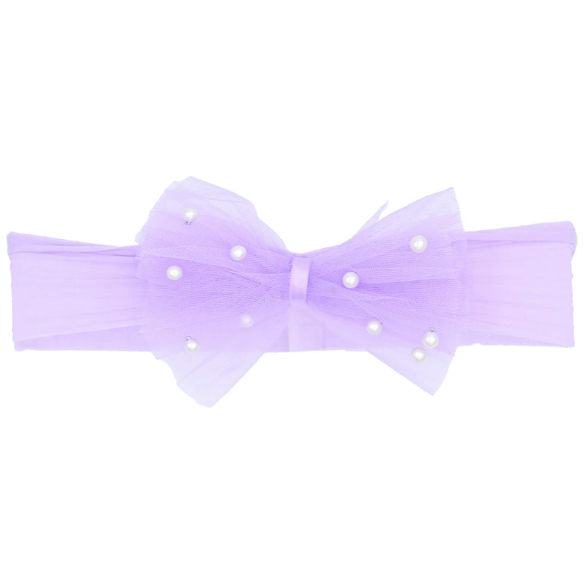 Multicolored Tulle Pearl Ribbon Headband
