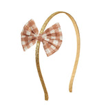 Gingham Printed Tulle Bow Headband