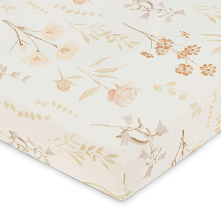Violet Floral Cotton Fitted Crib Sheet