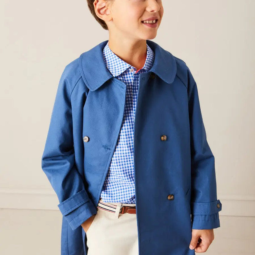 Double Breasted Coat With Detachable Hood in Blue (18mths-10yrs)
