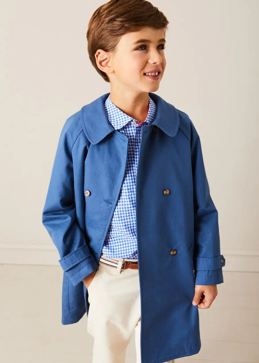 Double Breasted Coat With Detachable Hood in Blue (18mths-10yrs)