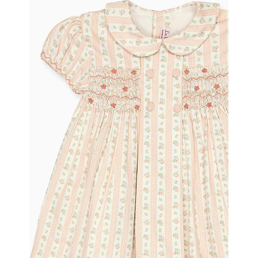 Pink Floral Stripe Arcadia Baby Girl Hand-Smocked Set
