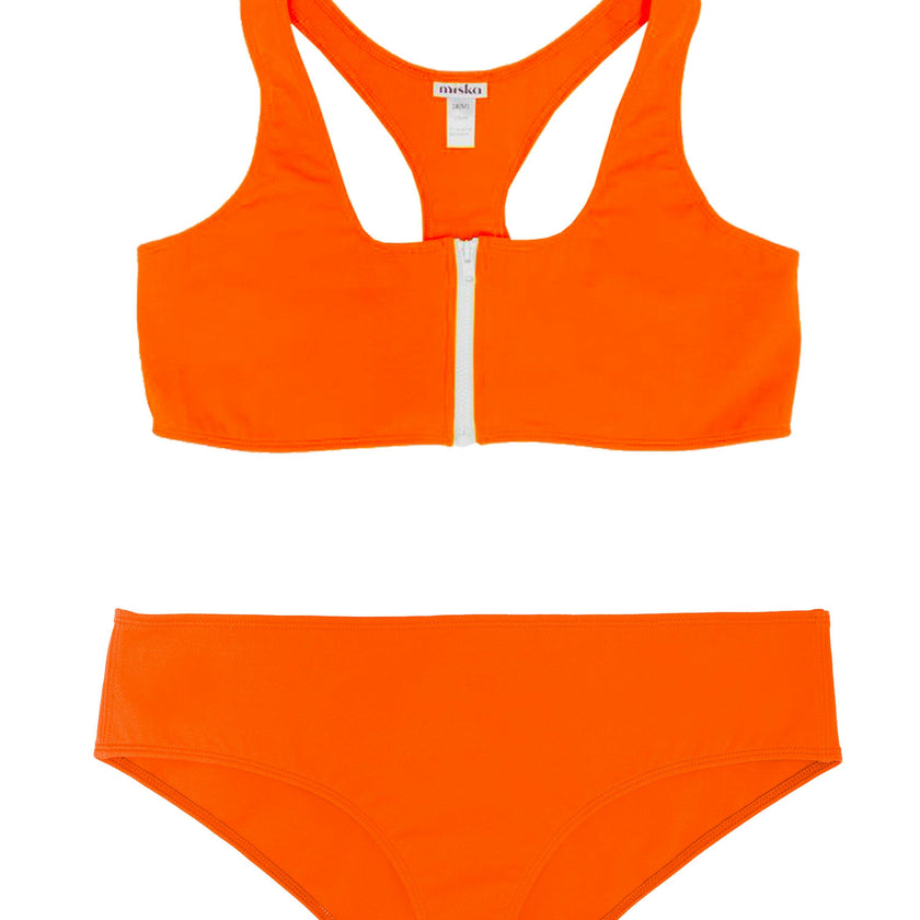 Teen Two-Piece Swimsuit, Racerback & Shorty - Tiger Orange
