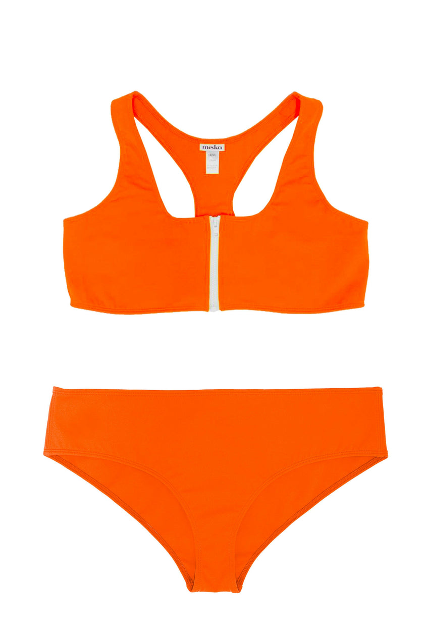 Teen Two-Piece Swimsuit, Racerback & Shorty - Tiger Orange