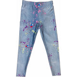 Girls Hi-Shine Mid Rise Slim Band Leggings, Multi