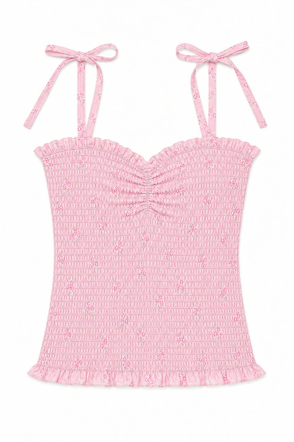 Georgia Vintage Rose Ballet Pink Satin Smocked Top