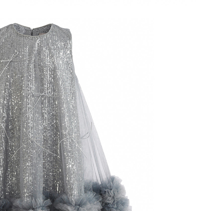 Blue Evangeline Sequin Tulle Dress