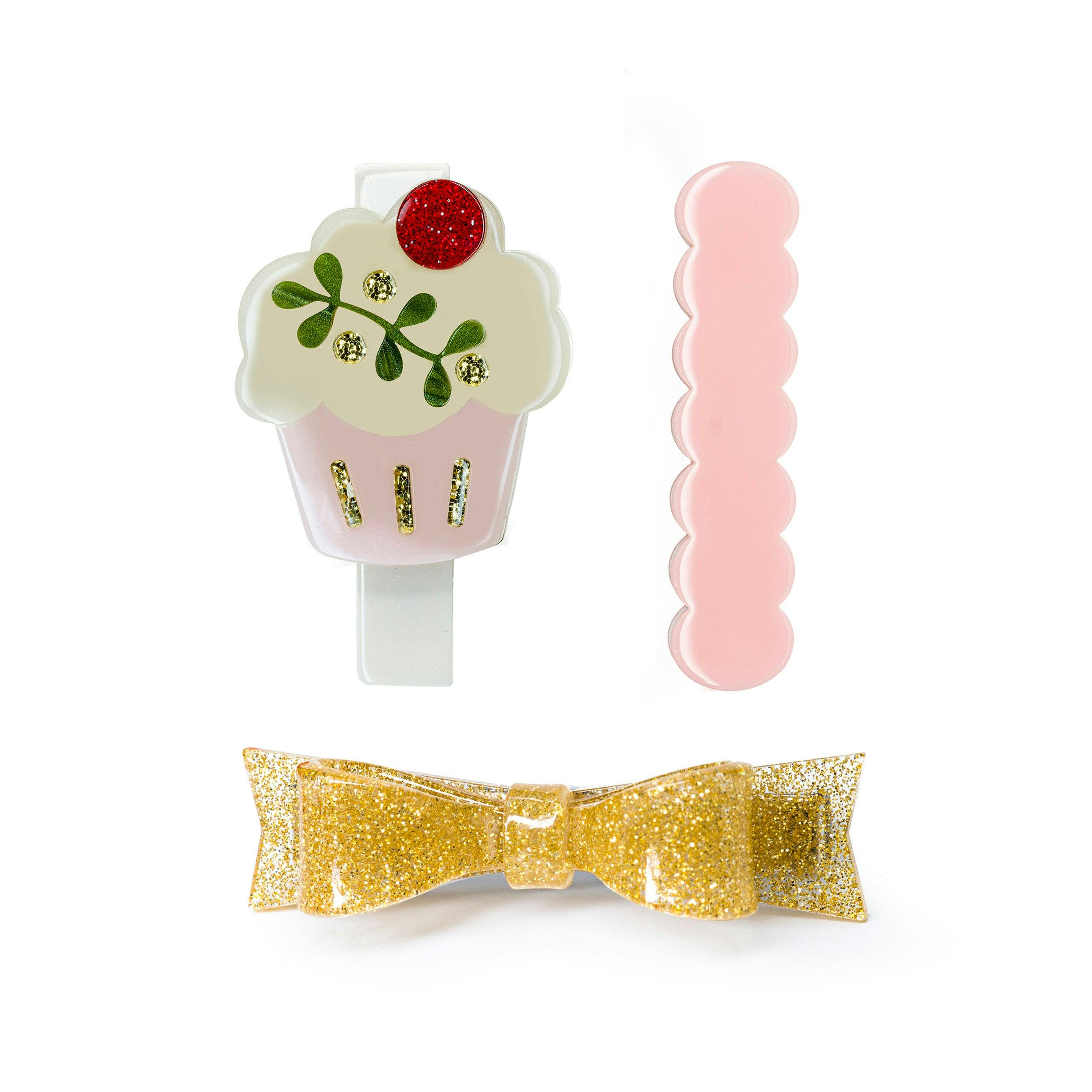 Cupcake Bowtie Set Hair Clips