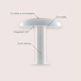 Suillius 11" Contemporary Bohemian Rechargeable/Cordless Iron Integrated LED Mushroom Table Lamp