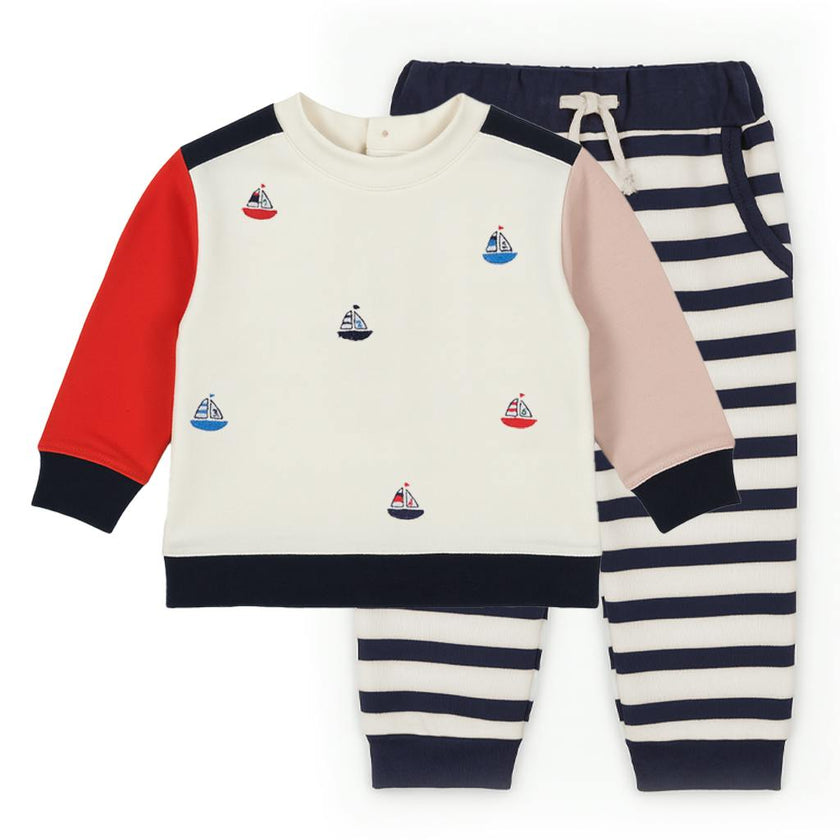 French Terry Knit Set With Saliboats