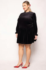 Lena Dress in Black Velvet