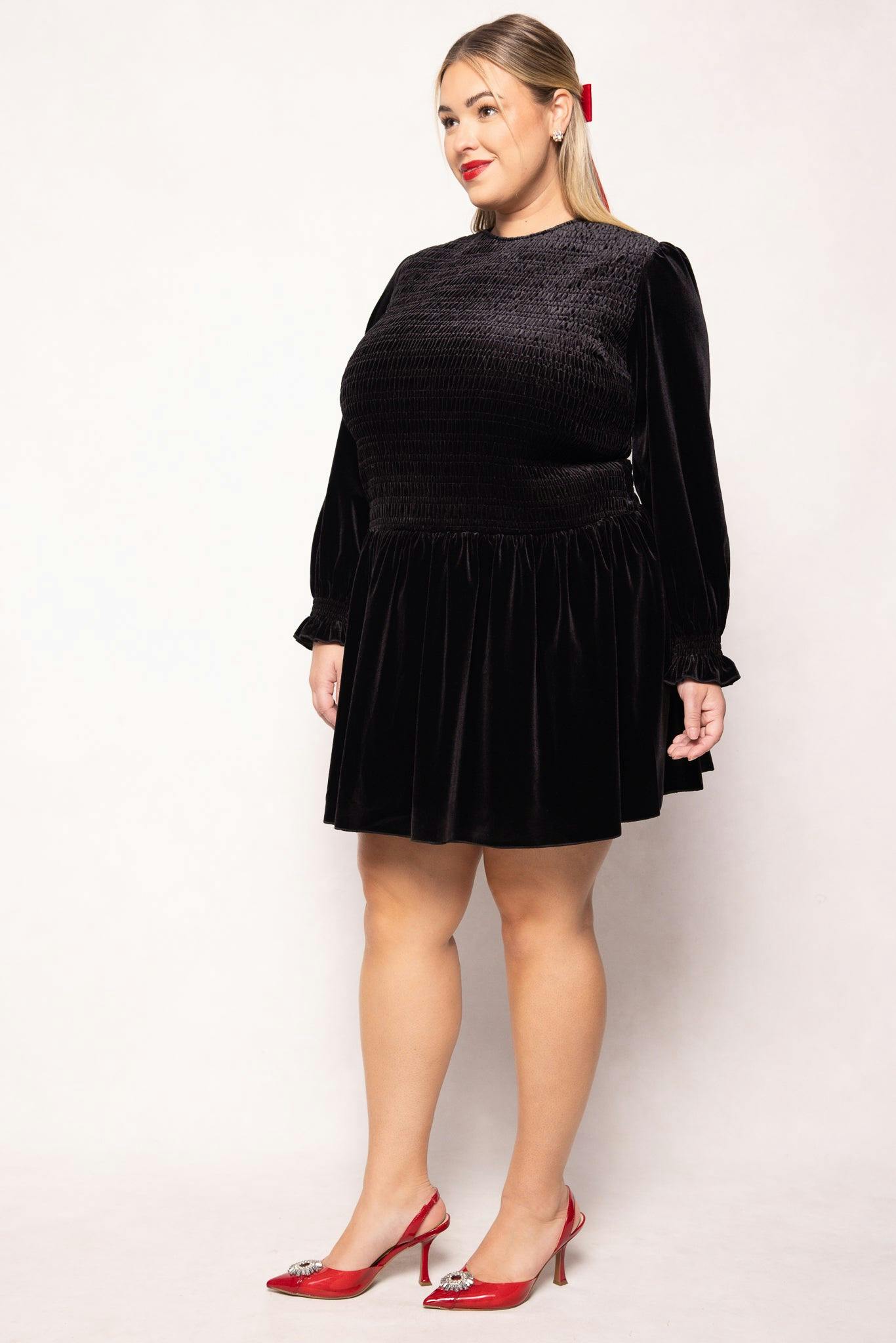 Lena Dress in Black Velvet