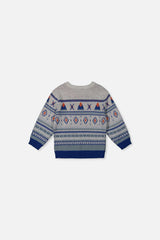 Baby Jacquard Knit Sweater Blue And Beige
