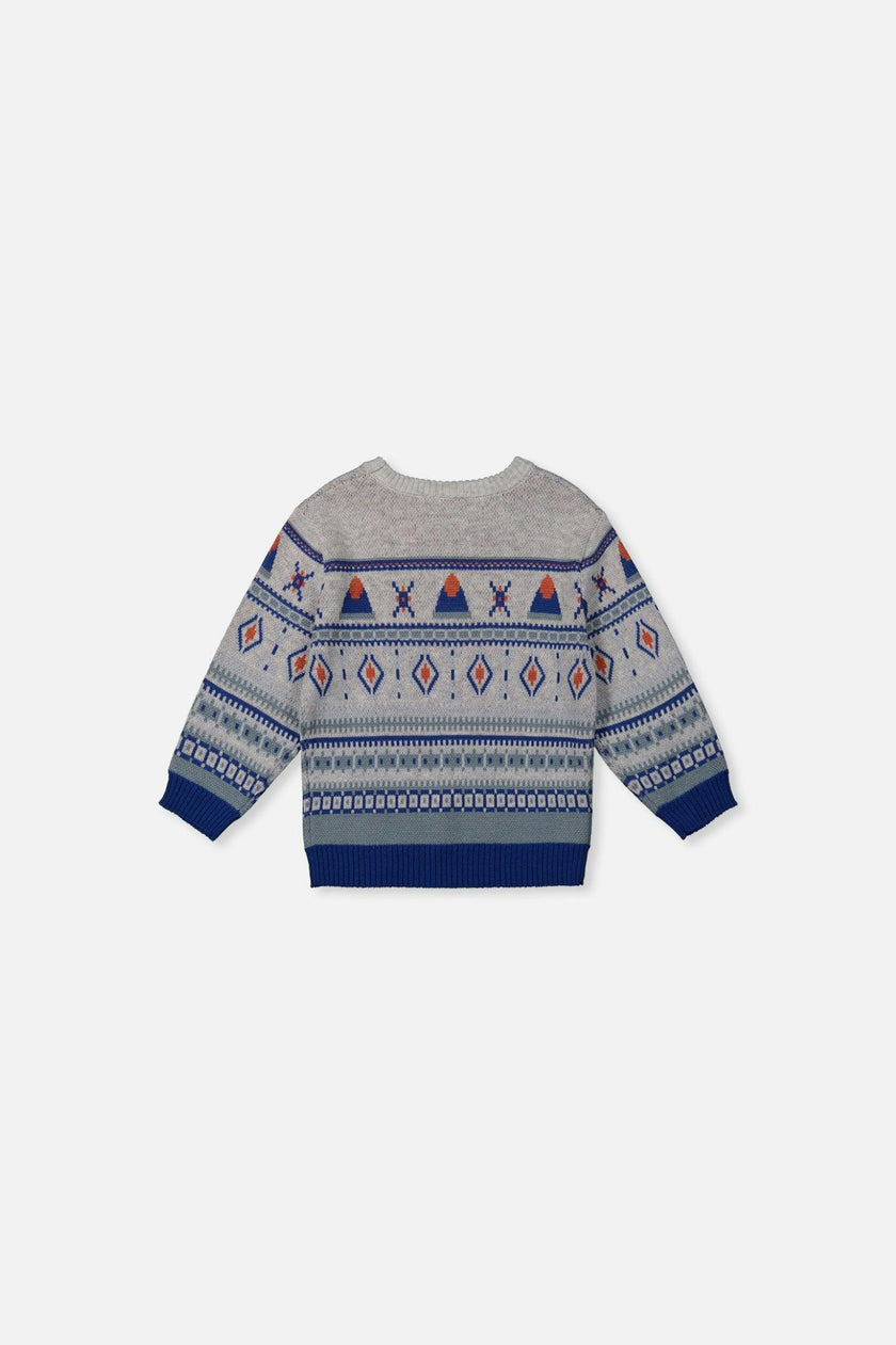 Baby Jacquard Knit Sweater Blue And Beige