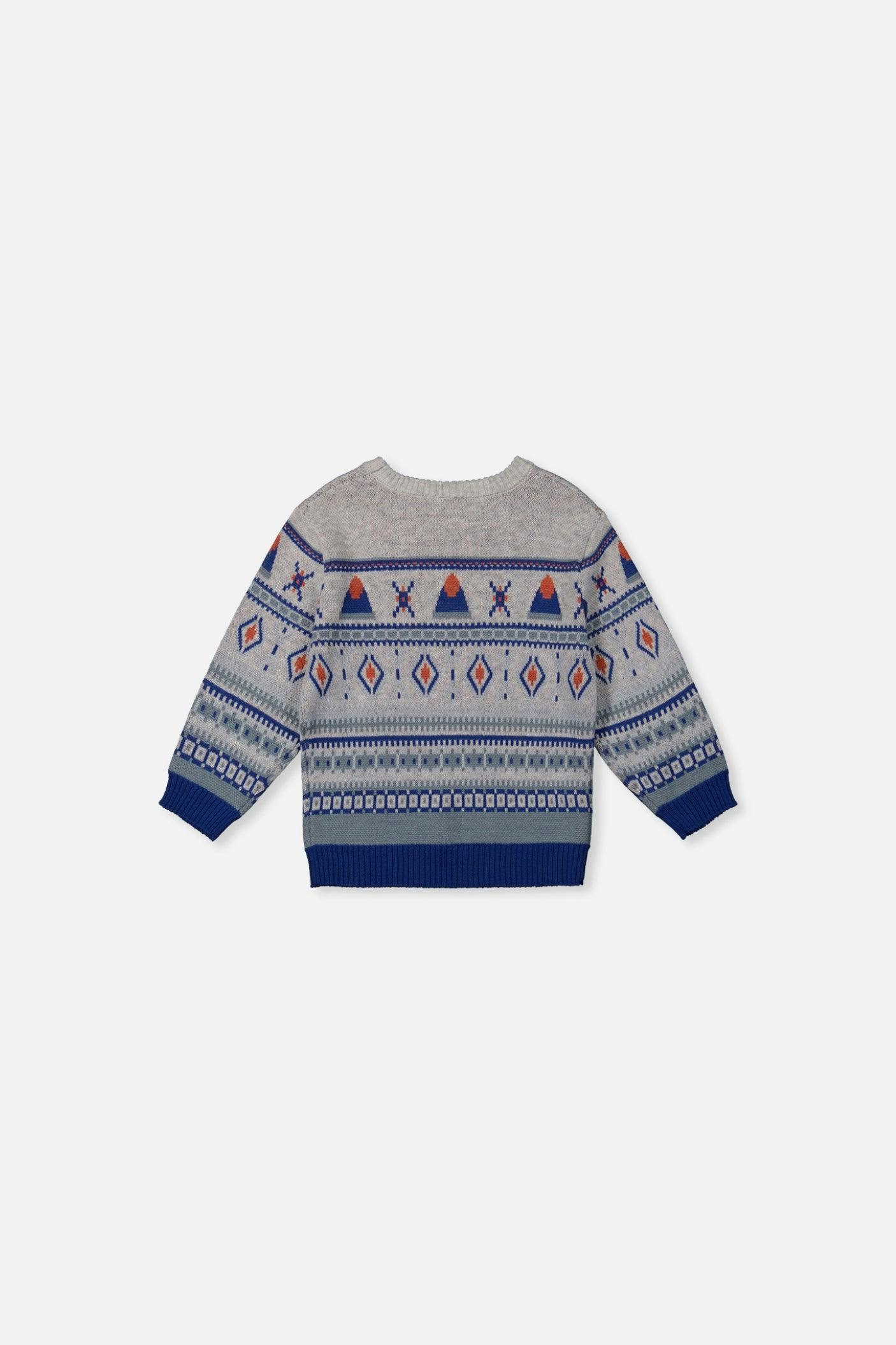 Baby Jacquard Knit Sweater Blue And Beige