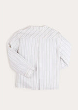Hampton Stripe Mao Collar Shirt in Green (3- 10yrs)