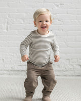 KENDI Rory Ribbed Long Sleeve Top Olive Stripe
