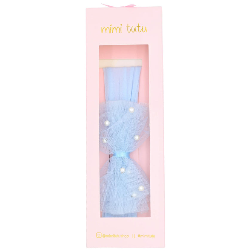 Multicolored Tulle Pearl Ribbon Headband