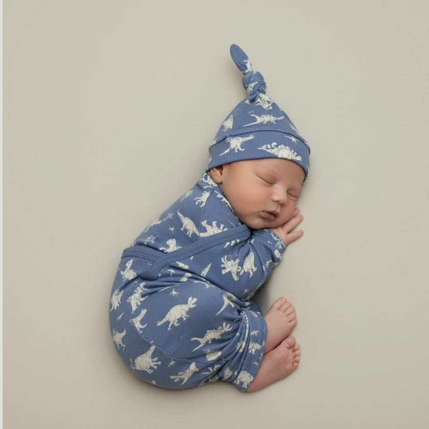 Organic Swaddle Blanket & Hat Set